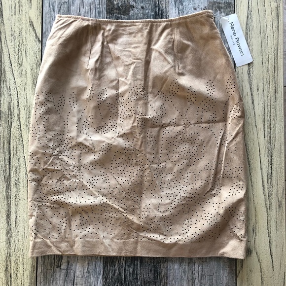 Rena Rowan Dresses & Skirts - Light Beige Suede Skirt Rena Rowan Leather Skirt